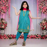 Girls Panel Shirt, Tulip Shalwar & Dupata Dress
